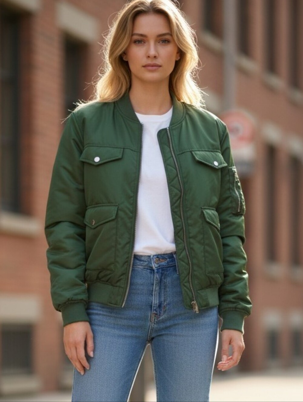 Emerald Green Bomber Jacket